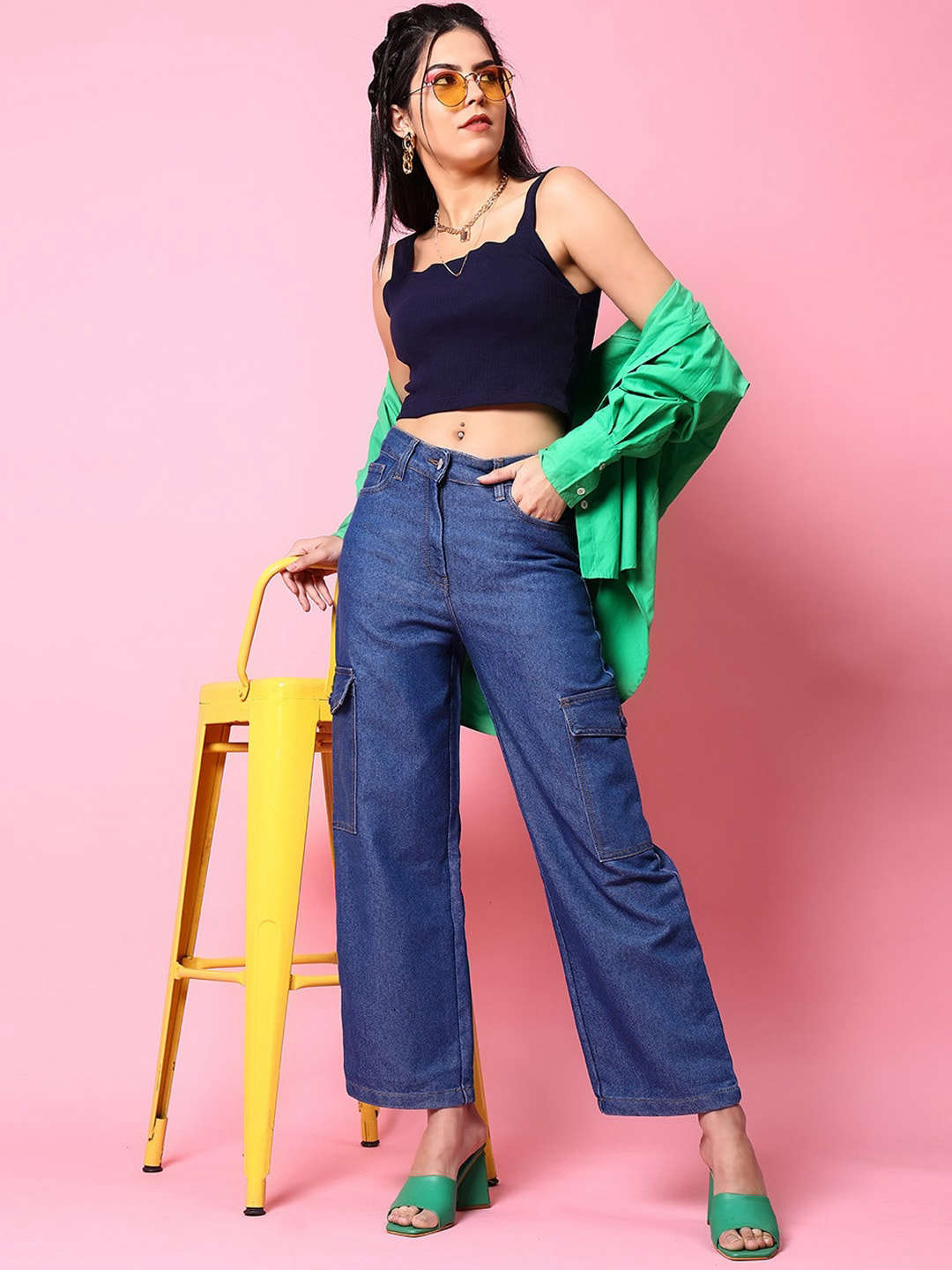 Women's Cargo Denim With Flap Pockets