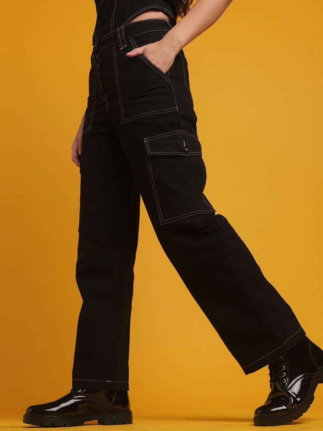 Women's Cargo Denim With Flap Pockets