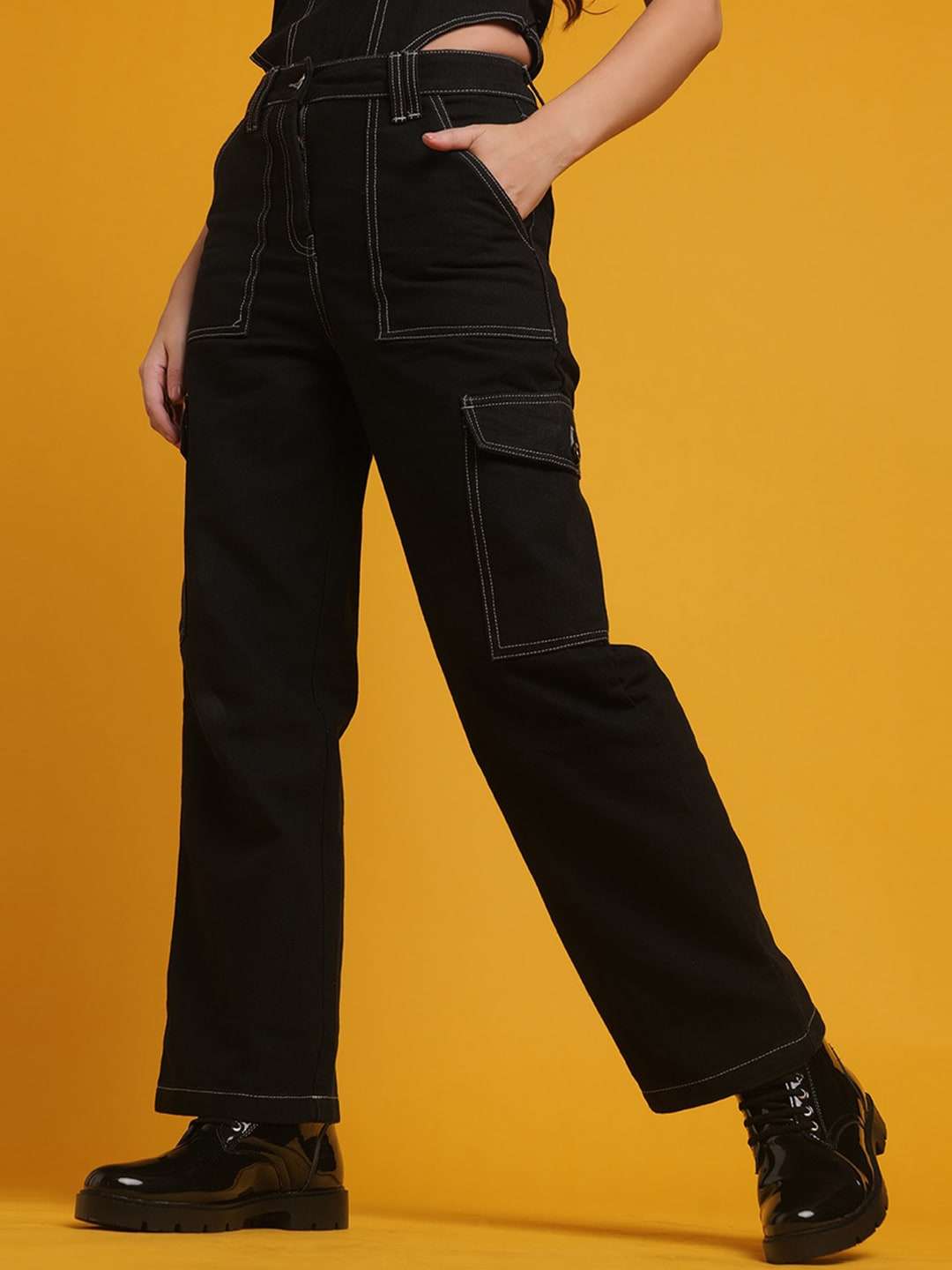 Women's Cargo Denim With Flap Pockets