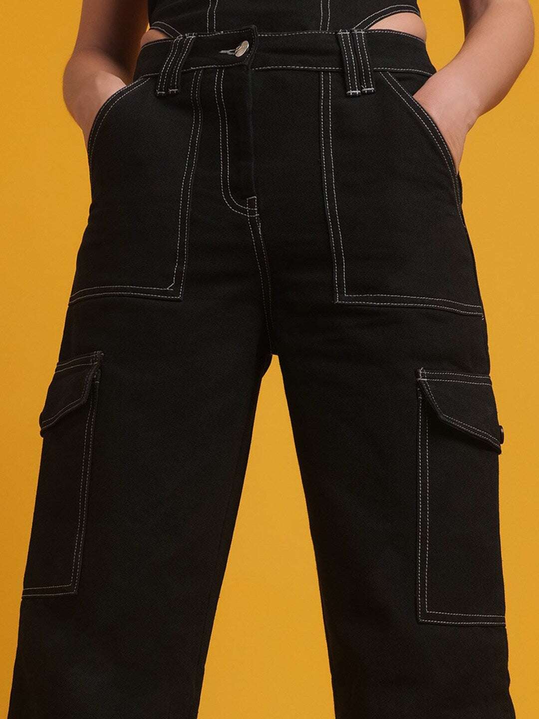Women's Cargo Denim With Flap Pockets