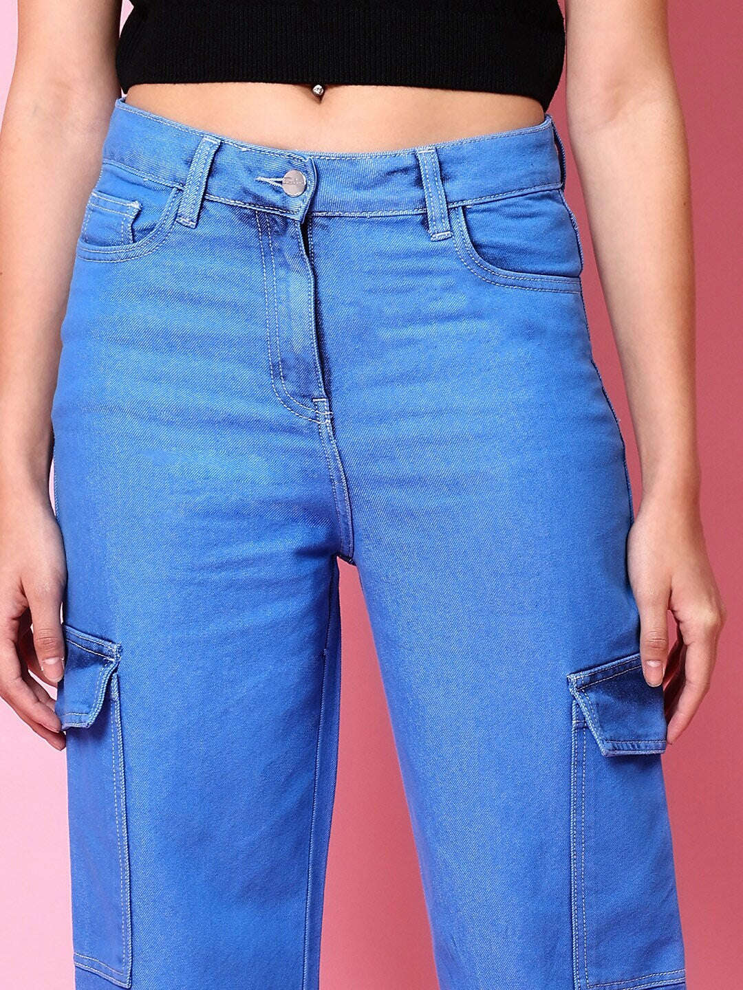Women's Cargo Denim With Flap Pockets