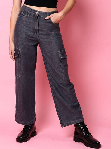 Women's Cargo Denim With Flap Pockets
