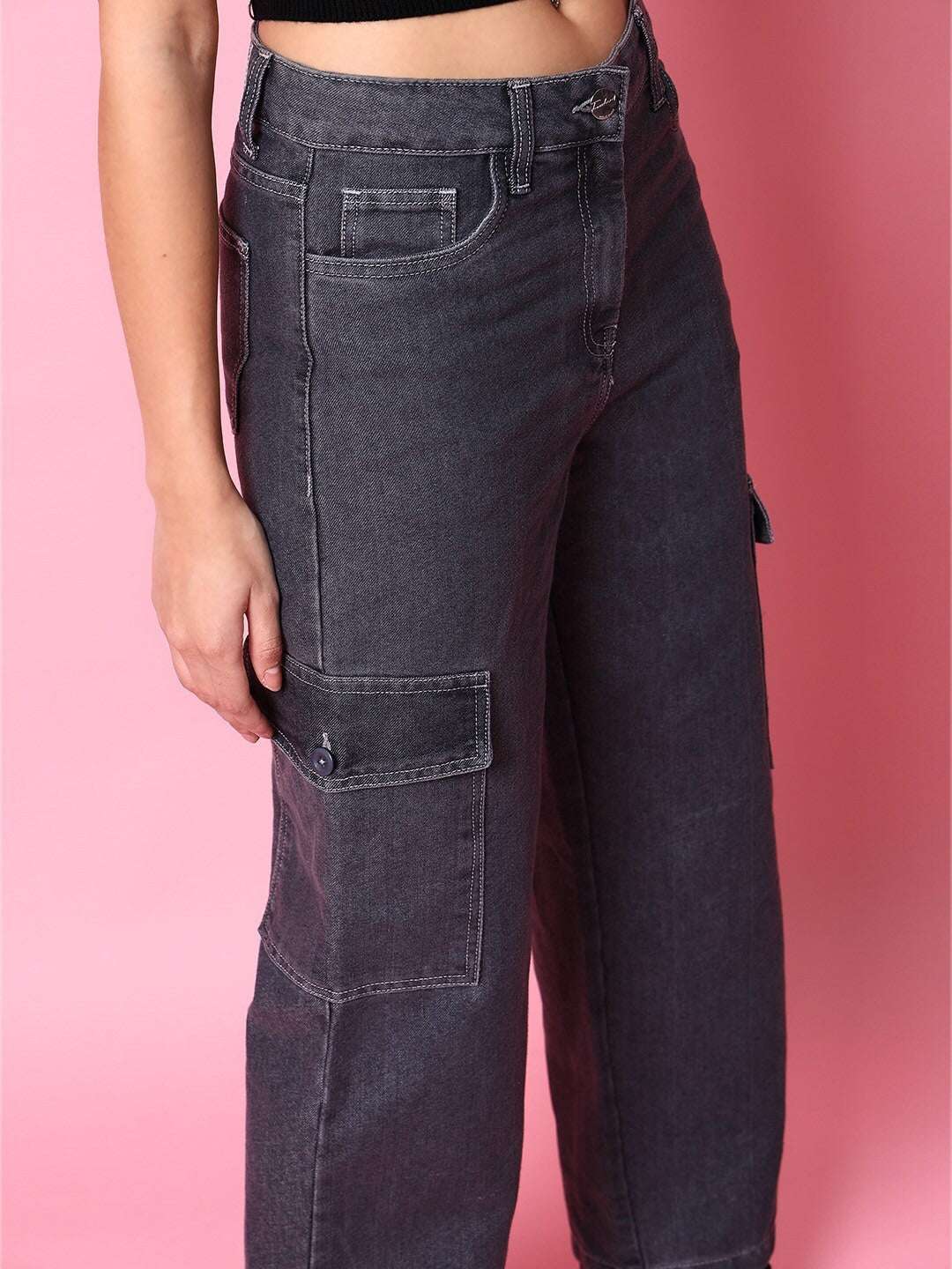 Women's Cargo Denim With Flap Pockets