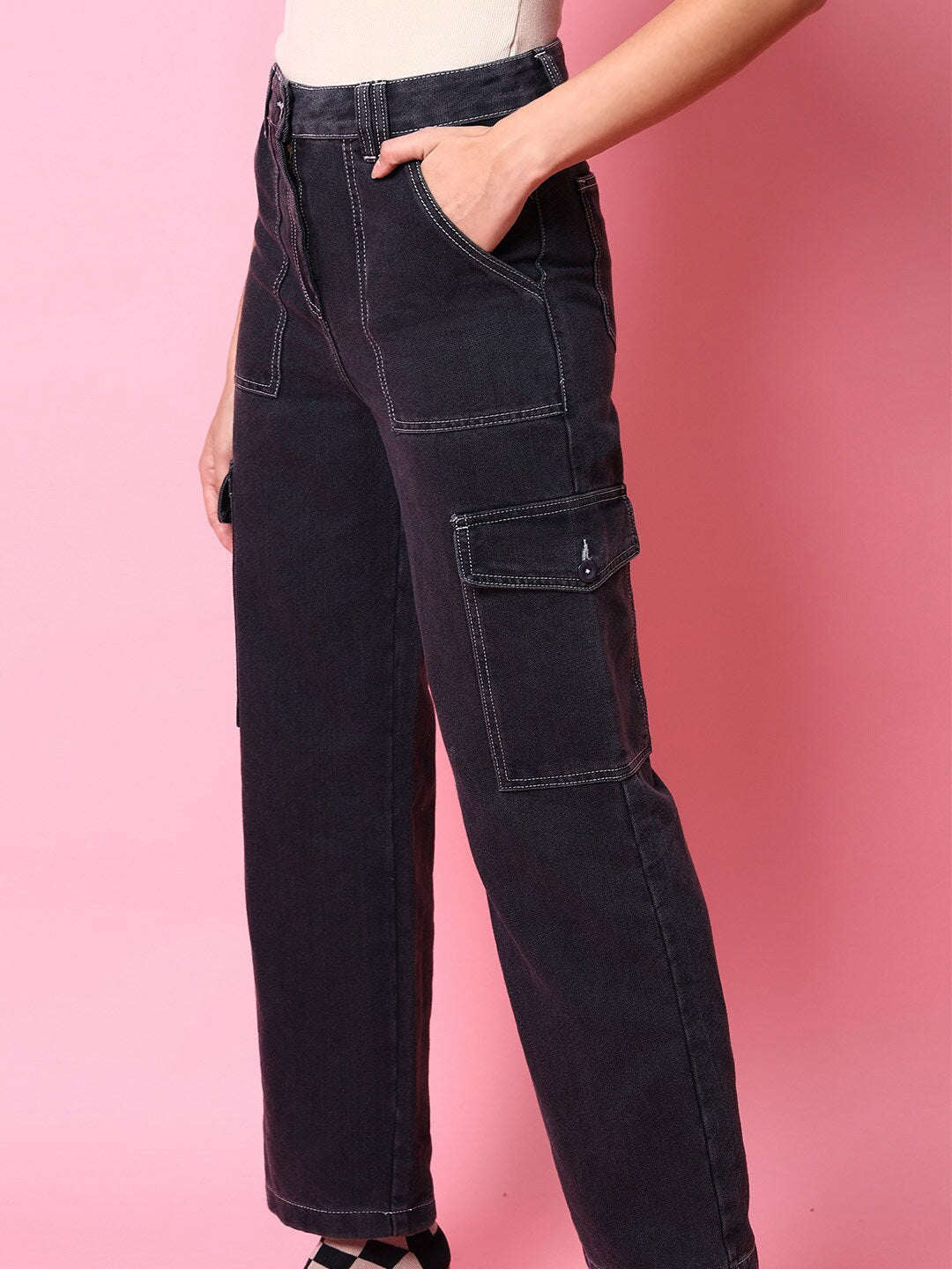 Women's Cargo Denim With Flap Pockets