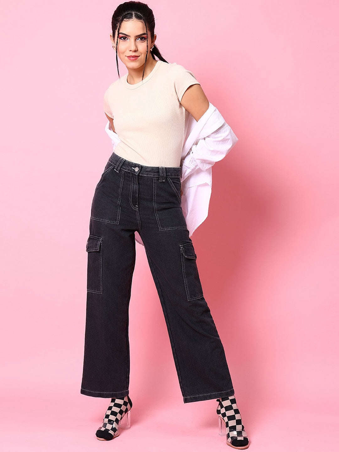 Women's Cargo Denim With Flap Pockets