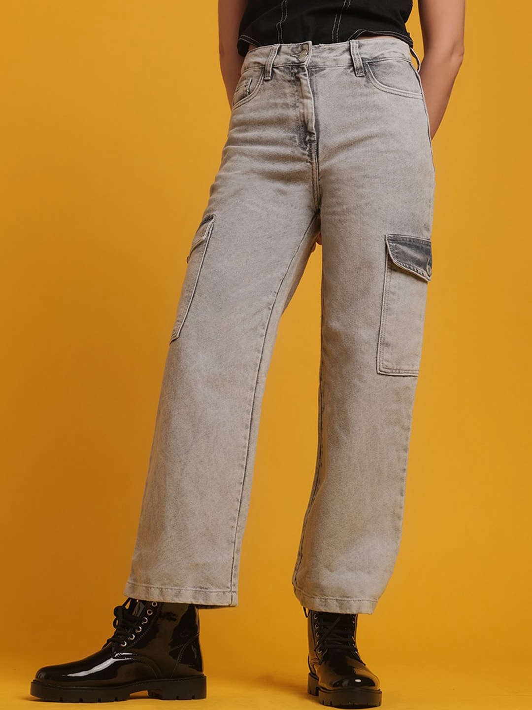 Women's Cargo Denim With Flap Pockets