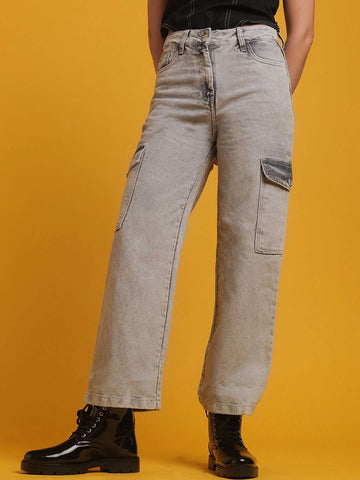 Women's Cargo Denim With Flap Pockets