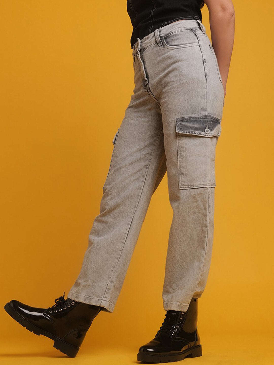 Women's Cargo Denim With Flap Pockets