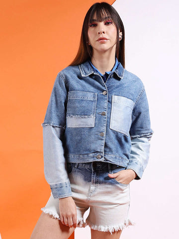 Women's Reverse Denim Contrast Jacket