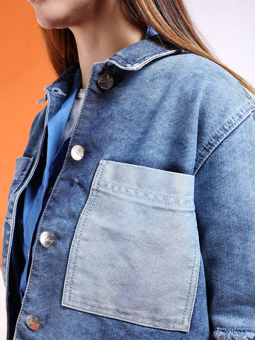 Women's Reverse Denim Contrast Jacket