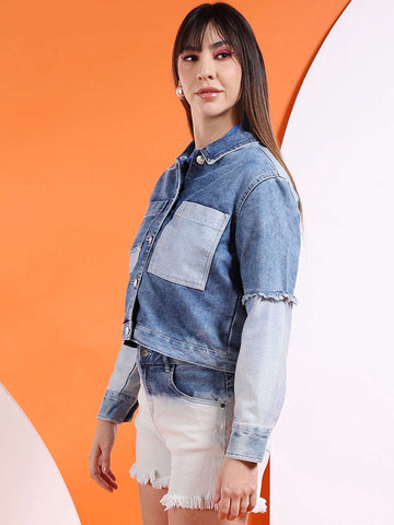 Women's Reverse Denim Contrast Jacket