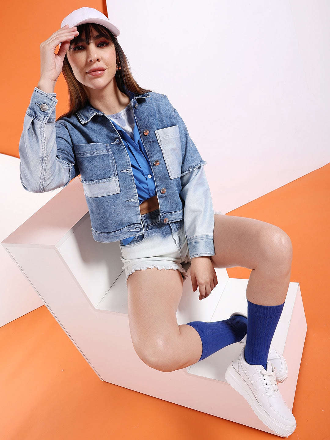 Women's Reverse Denim Contrast Jacket