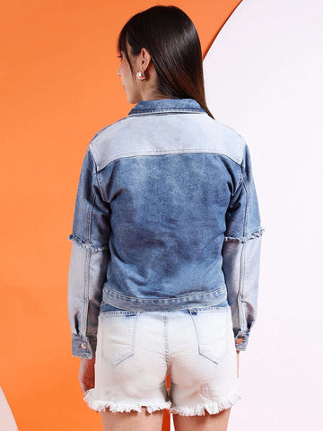Women's Reverse Denim Contrast Jacket