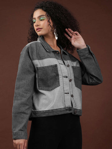 Women's Reverse Denim Contrast Jacket