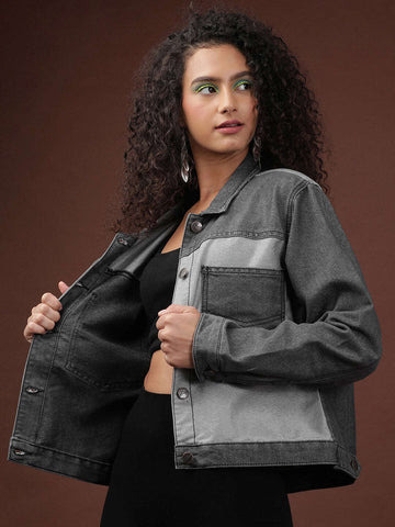Women's Reverse Denim Contrast Jacket