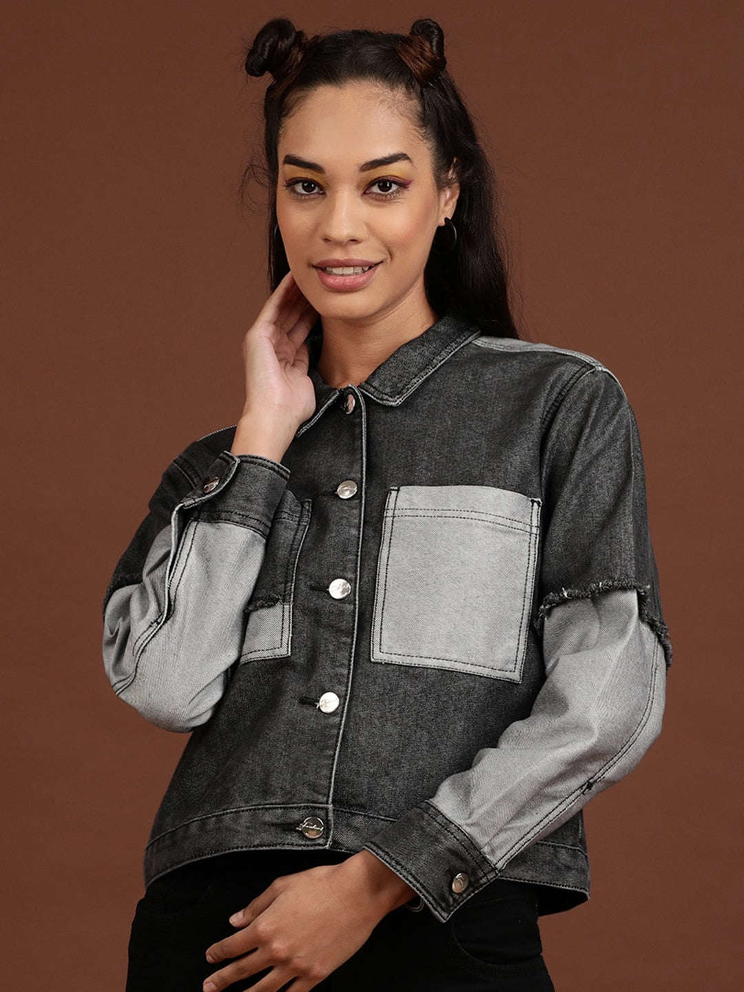 Women's Reverse Denim Contrast Jacket