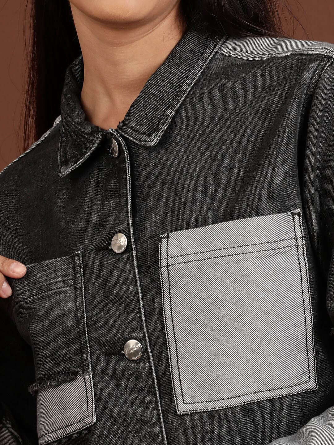 Women's Reverse Denim Contrast Jacket