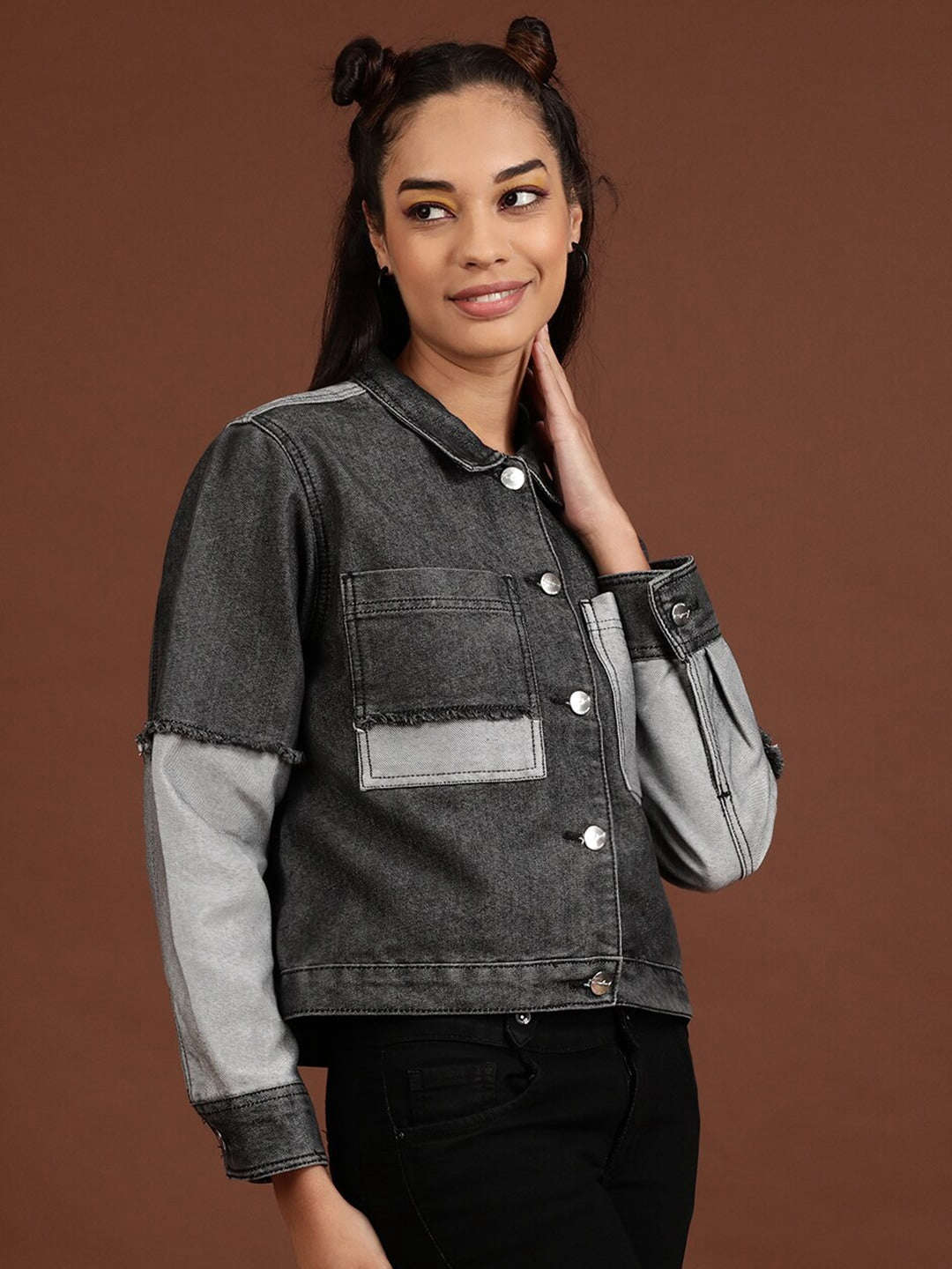 Women's Reverse Denim Contrast Jacket