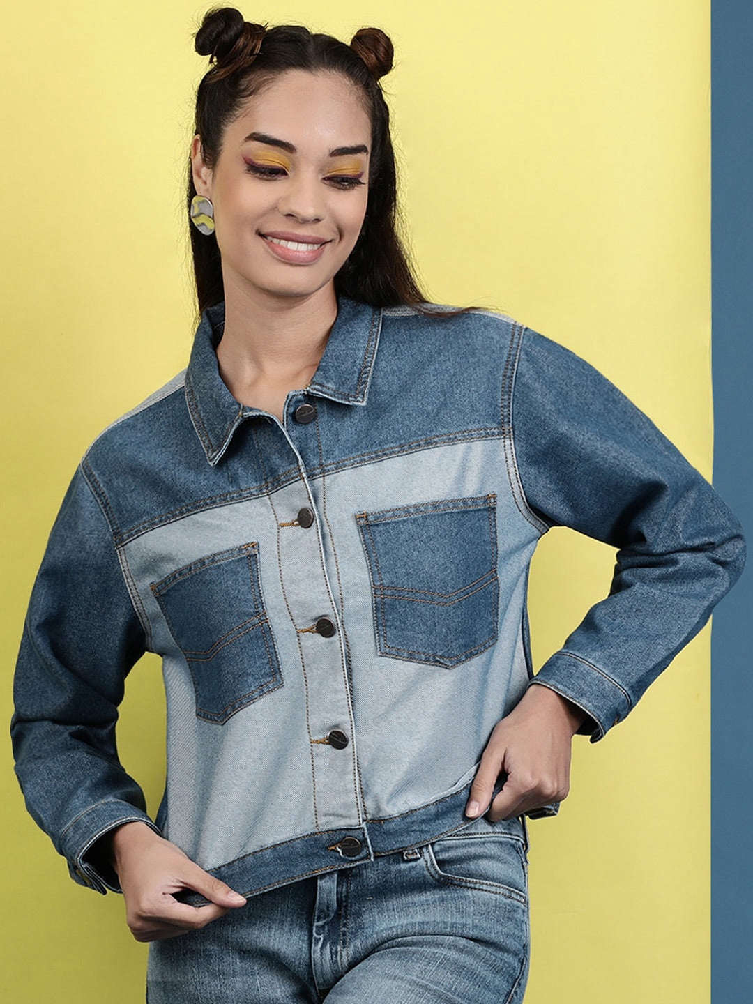 Women's Reverse Denim Contrast Jacket