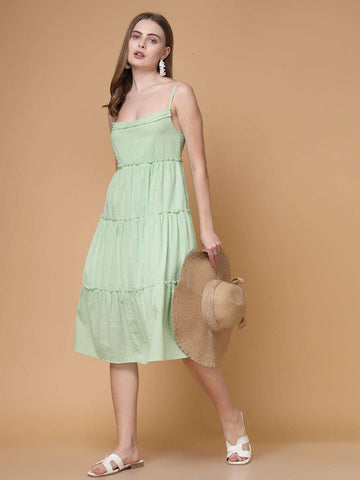 Women's Solid Tiered Dress