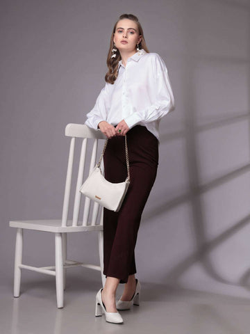 Women's Solid Back Cut Out Shirt