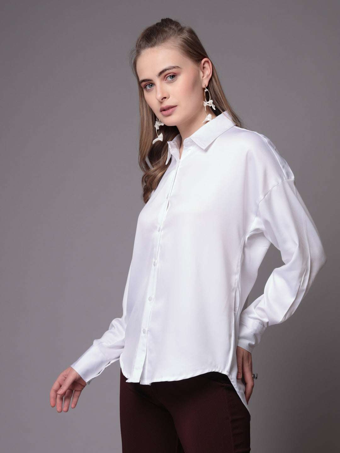 Women's Solid Back Cut Out Shirt