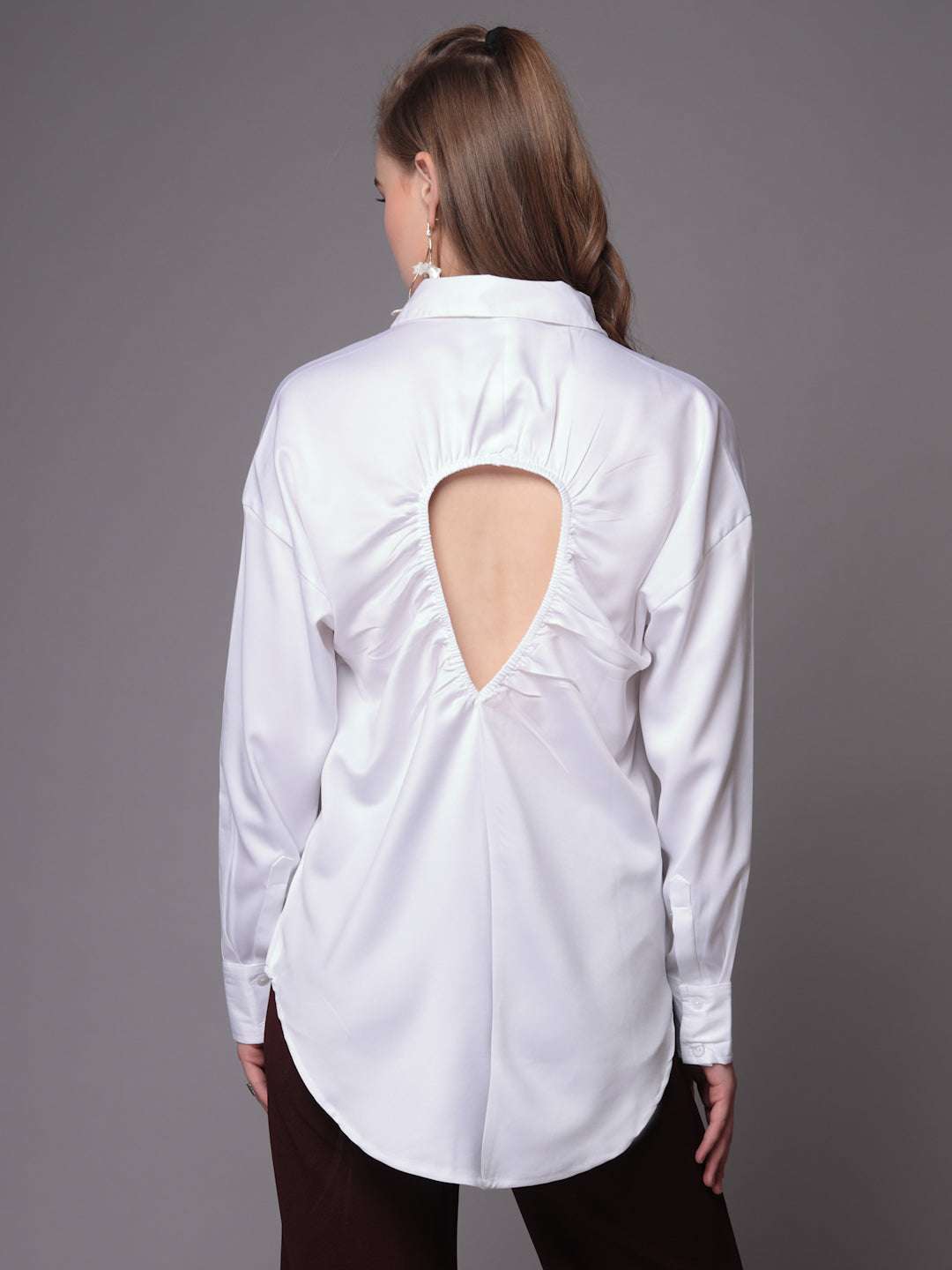 Women's Solid Back Cut Out Shirt