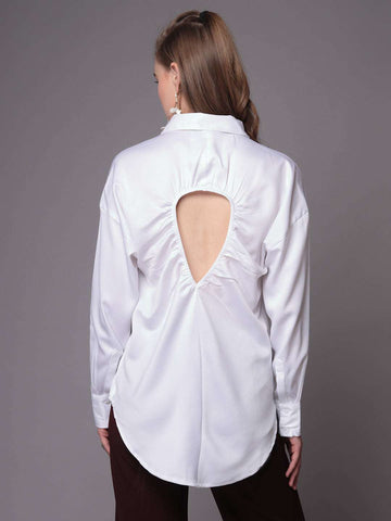 Women's Solid Back Cut Out Shirt