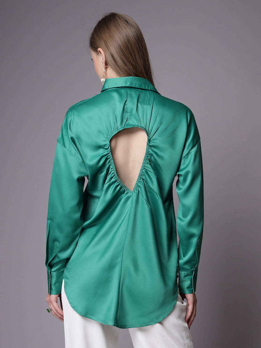 Women's Solid Back Cut Out Shirt