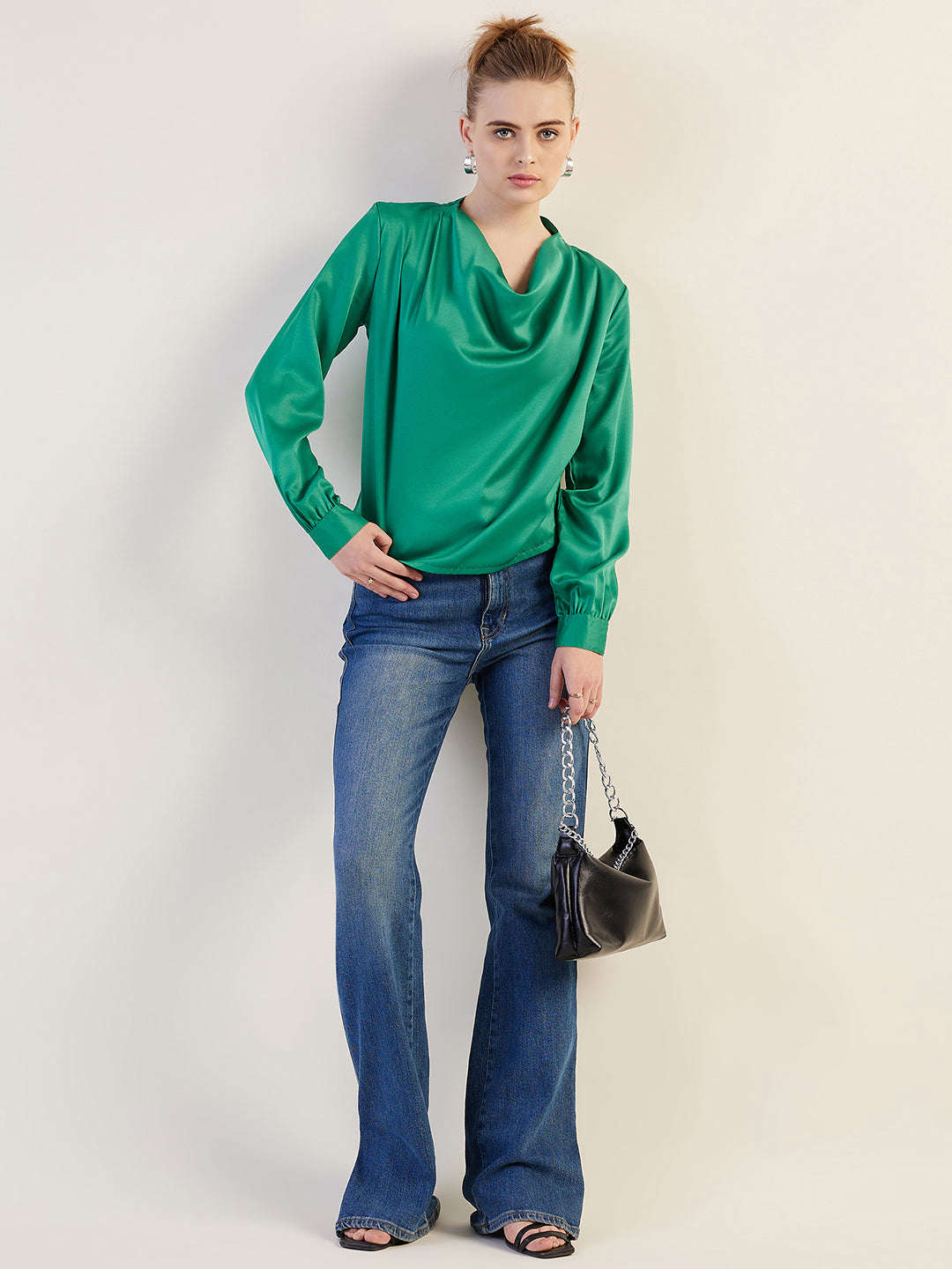 Women's Solid Cowl Neck Top