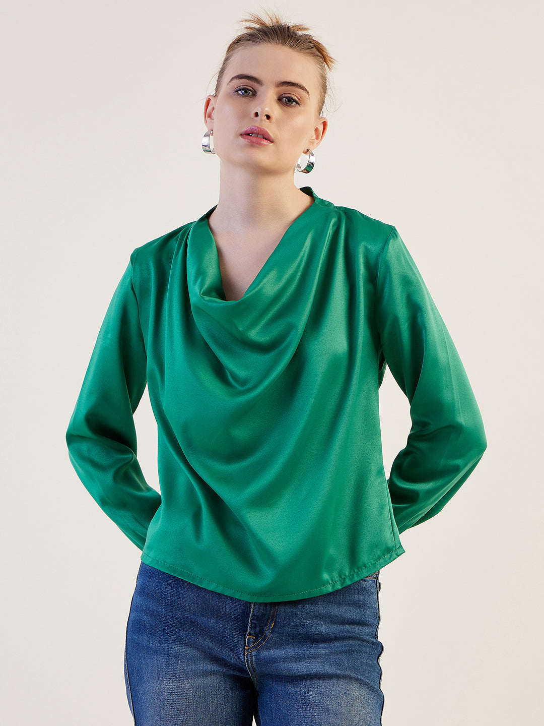 Women's Solid Cowl Neck Top