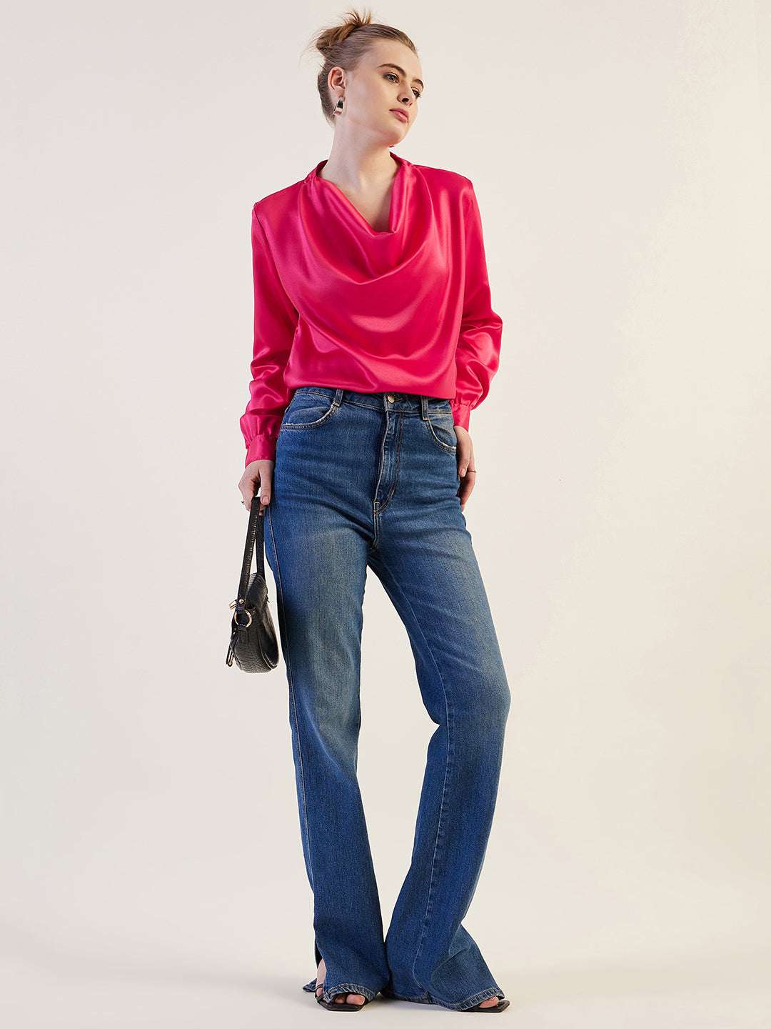 Women's Solid Cowl Neck Top