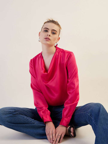 Women's Solid Cowl Neck Top