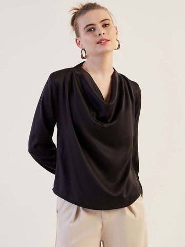 Women's Solid Cowl Neck Top