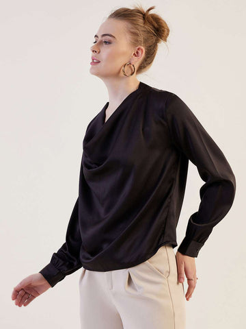 Women's Solid Cowl Neck Top