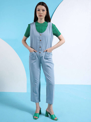 Women's Flare Denim Jumpsuit