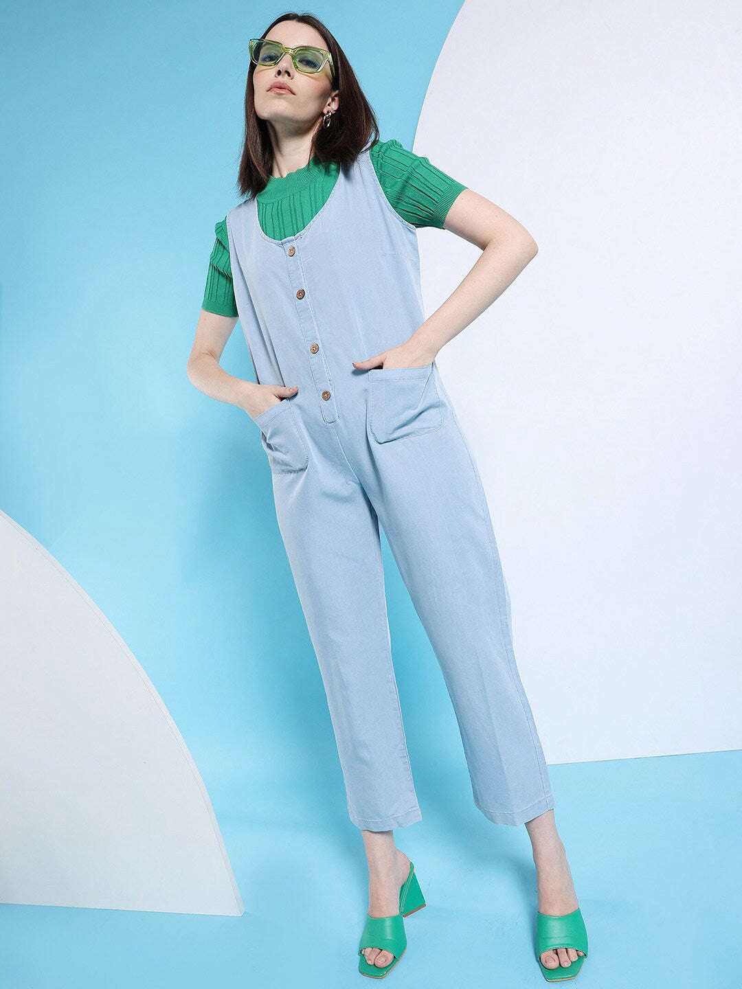 Women's Flare Denim Jumpsuit