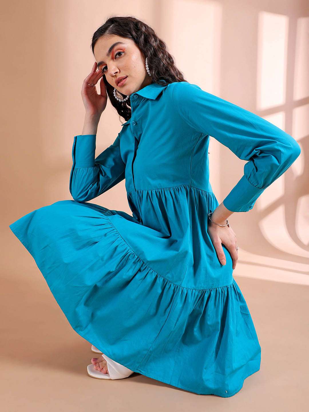 Women's Solid Tiered Dress