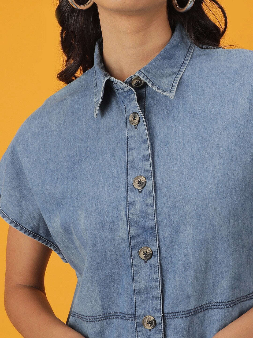 Women's Tiered Denim Flare Dress