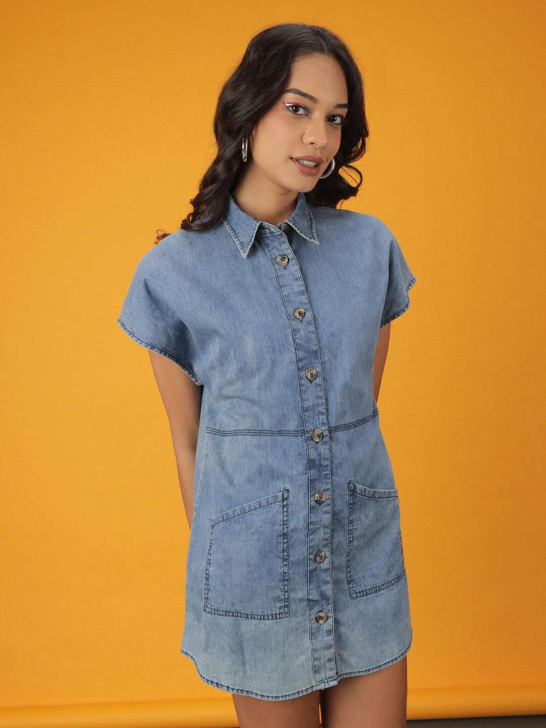 Women's Tiered Denim Flare Dress