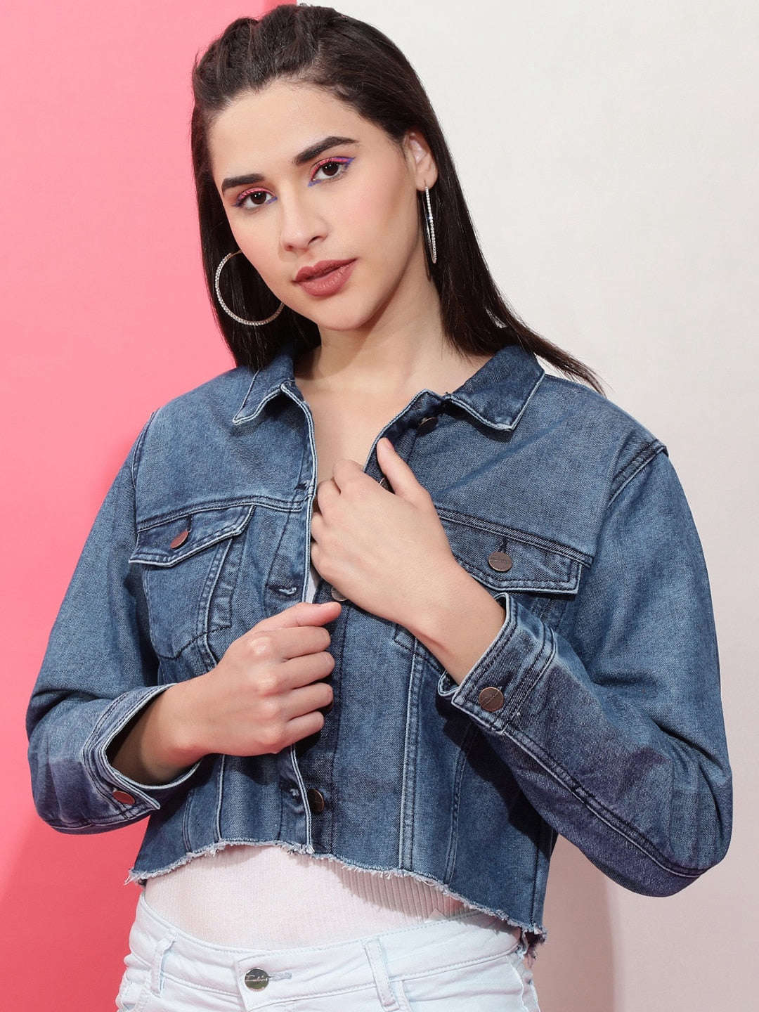 Women's Back Printed Denim Jacket