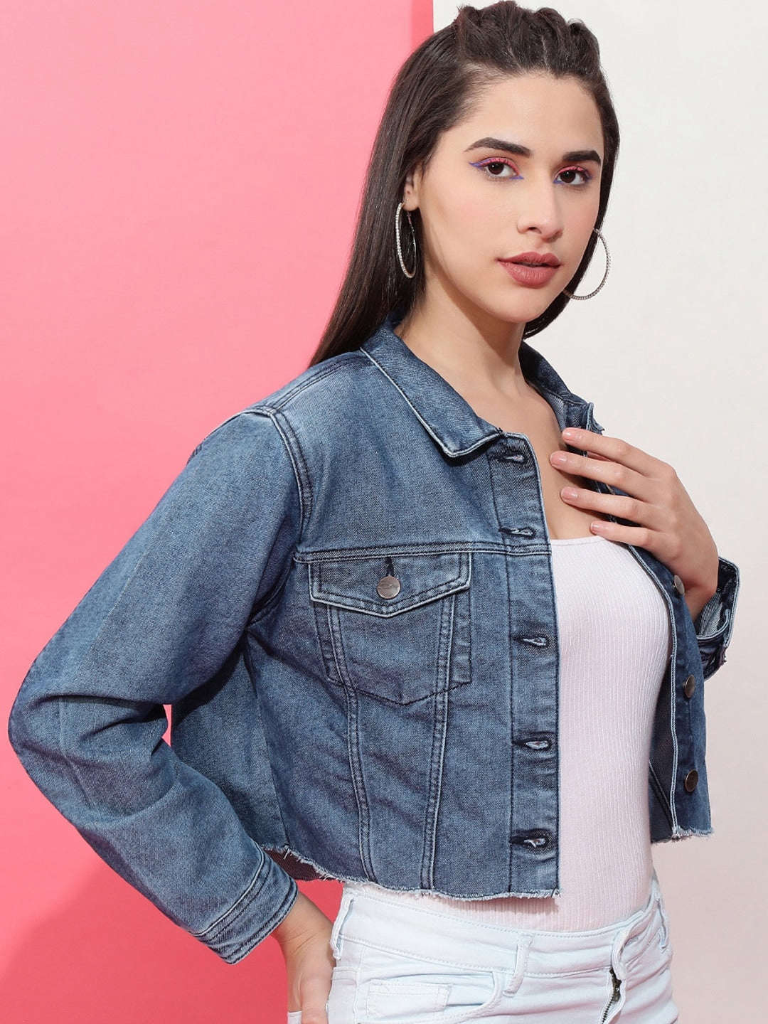 Women's Back Printed Denim Jacket