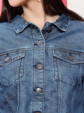 Women's Back Printed Denim Jacket