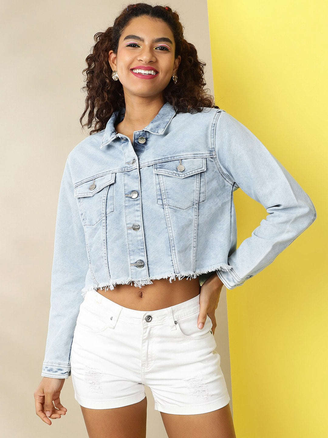 Women's Back Printed Denim Jacket