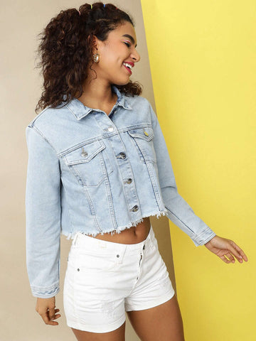 Women's Back Printed Denim Jacket