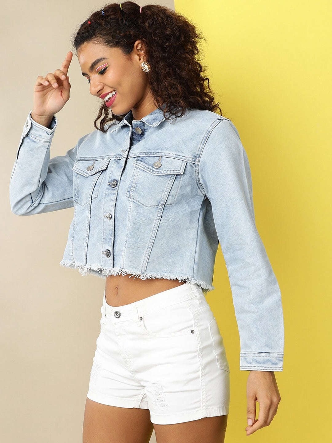 Women's Back Printed Denim Jacket