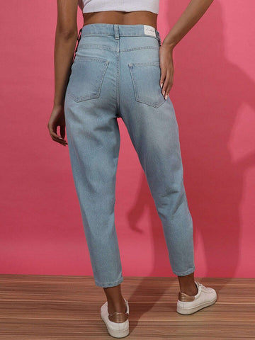 Women's Mid-Rise Light Wash Mom Fit Jeans