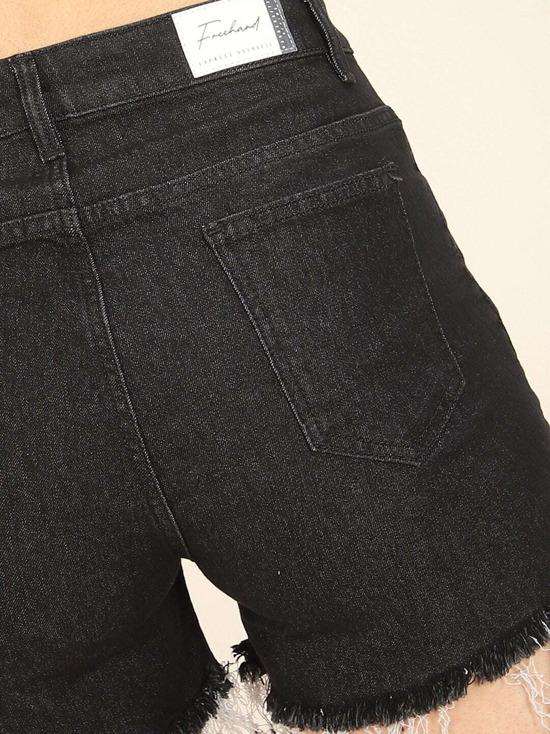 Women's Distressed Printed Denim Shorts