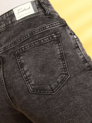 Women's Distressed Printed Denim Shorts