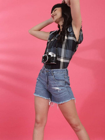 Women's Paint Splatter Denim Shorts